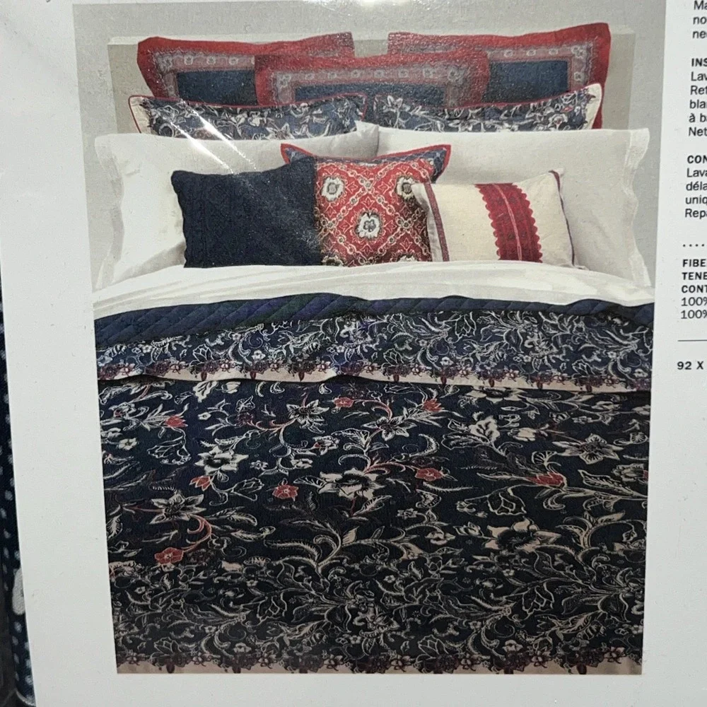 Ralph Lauren Mirabelle Duvet Cover In‎ Indigo Blue Queen 92 X 96 New $375
